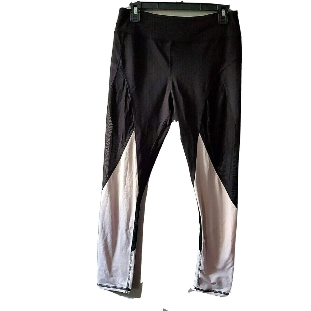 JALA women yoga leggings shift black pink blush combination mesh inserts  size L